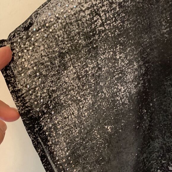 World Unity woman black and gray bat wing blouse with silver studs Size 0X - Picture 6 of 7